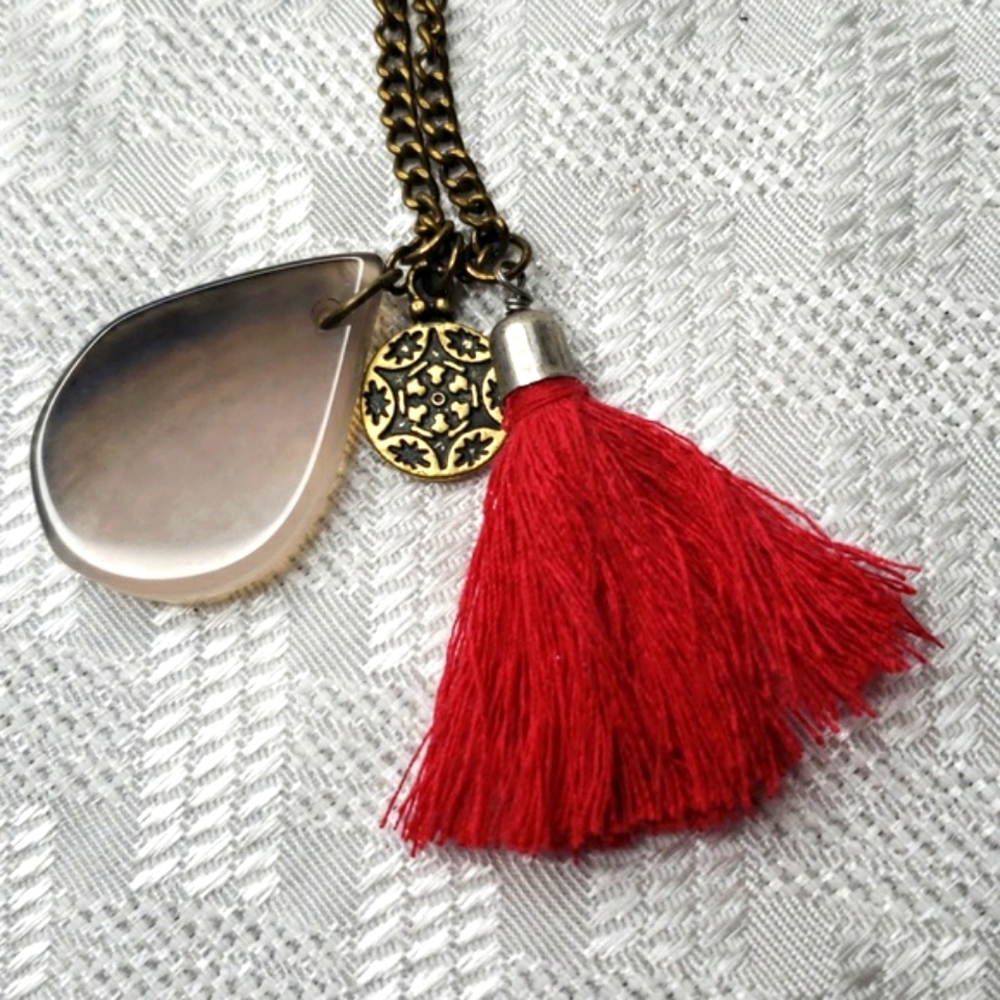 Charm necklace tassel stone star charm